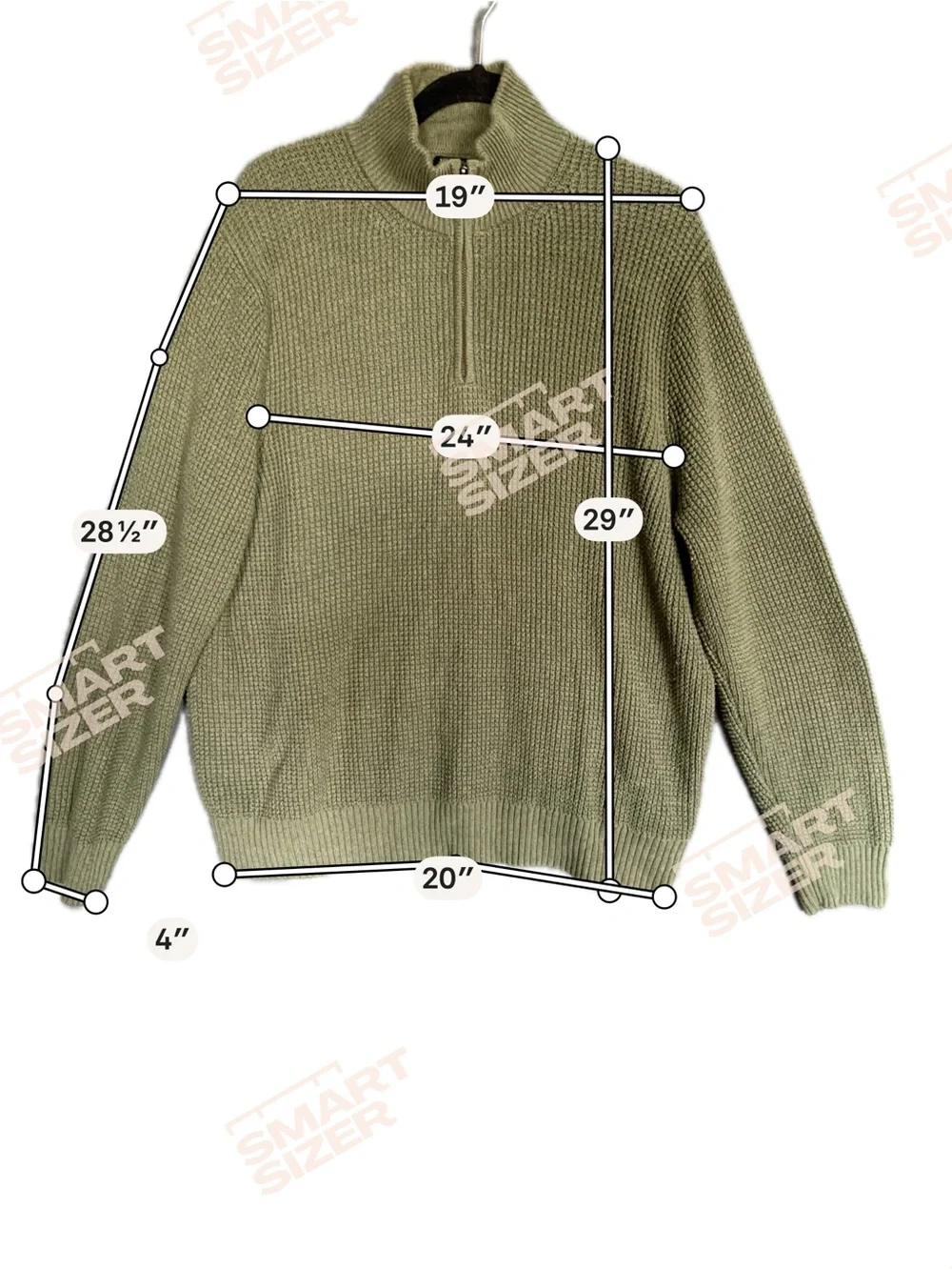 J. Crew Olive Green quarter -Zip waffle knit cotton Sweater XL